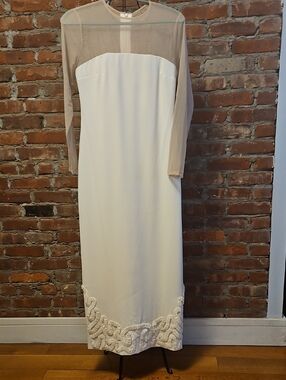 ANTONIO MELANI Cream and Nude Long-Sleeve Maxi Dress